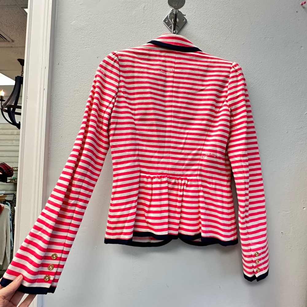 Lilly Pulitzer Striped Blazer Pink & White Nautical Jacket Size S - Picture 5 of 6